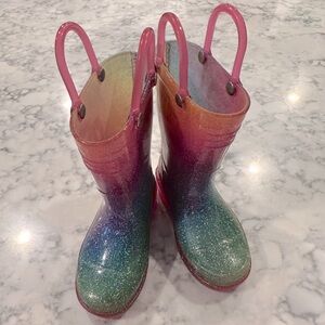 Western Chief Girls Toddler 5 Glitter Light Up Rain Boots